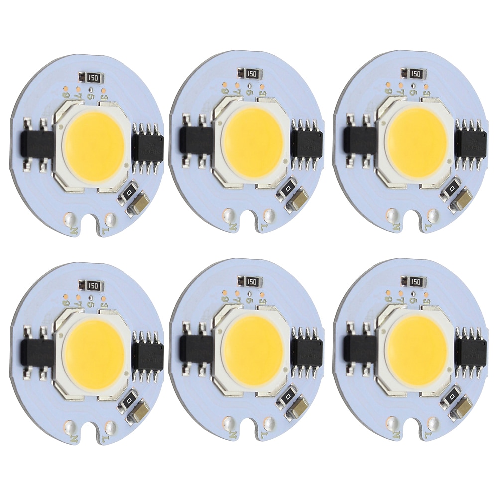 9w runde cob led chip intelligente ic ac 220 v für diy deckenleuchte downlight scheinwerfer warm / kalt weiß (6 stücke) Lightinthebox