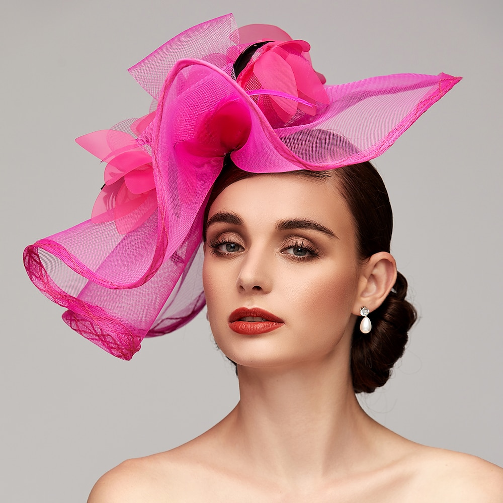 Blumen Federnetz Kentucky Derby Hut Fascinator Kopfbedeckung mit Feder Blumen 1 Stück Pferderennen Ladies Day Melbourne Cup Kopfbedeckung Kleid zum Beeindrucken 2025 Lightinthebox