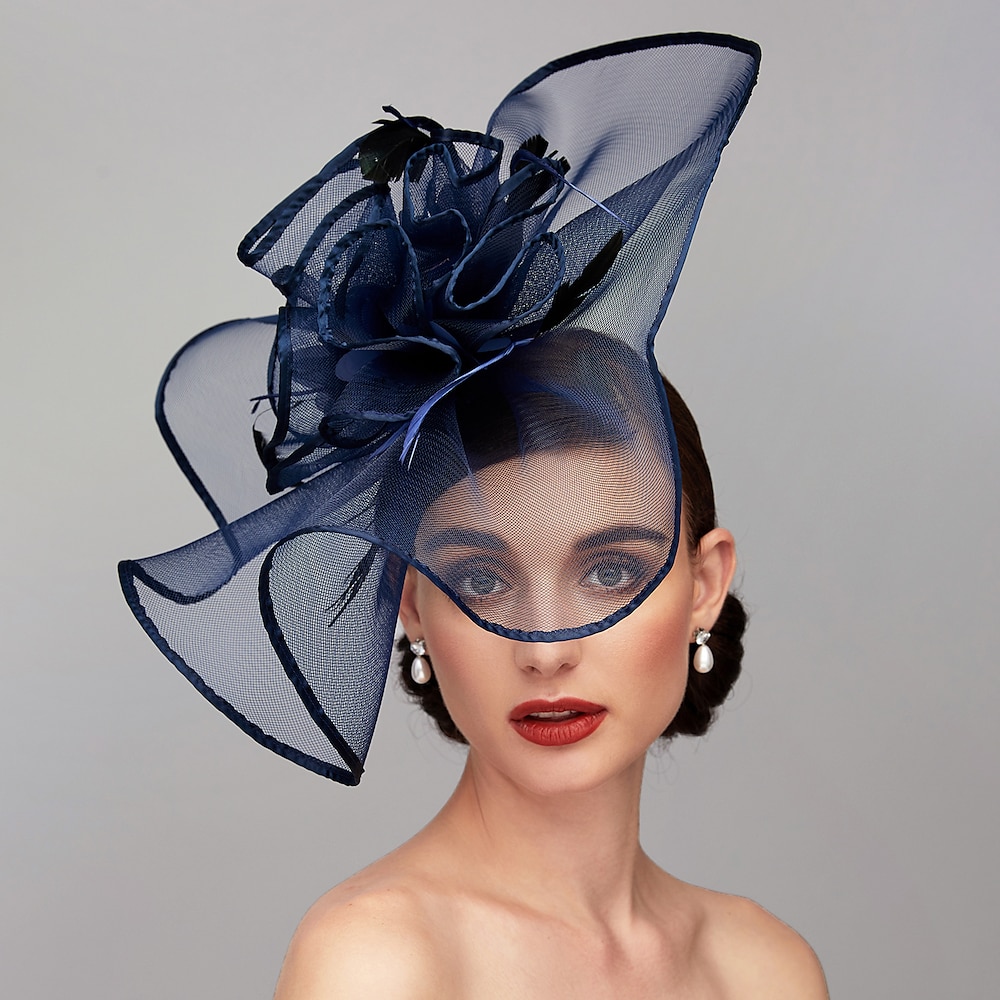 elegantamp;luxuriöser Kentucky-Derby-Hut aus Federleinen-Viskose, Fascinator-Kopfbedeckung mit Federblumen, 1 Stück, Melbourne Cup, Hochzeit, Pferderennen, Damentag, Kopfbedeckung, Kleid zum Lightinthebox