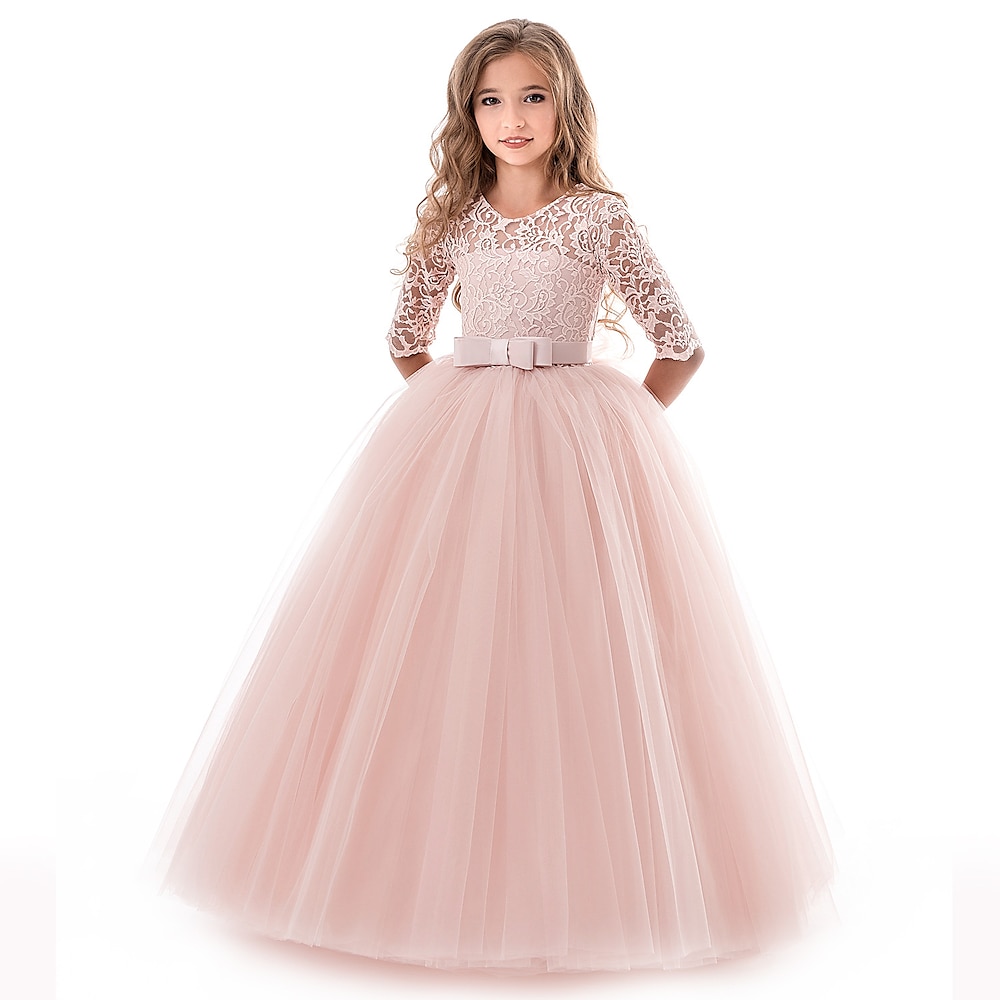 Weihnachten Modisch Party Blumenmädchen Kleid Ballkleid Prinzessin Mädchen Feste Farbe Weihnachten Karneval Kindertag Party / Abend Abiball Kinder Teen Kleid Lightinthebox