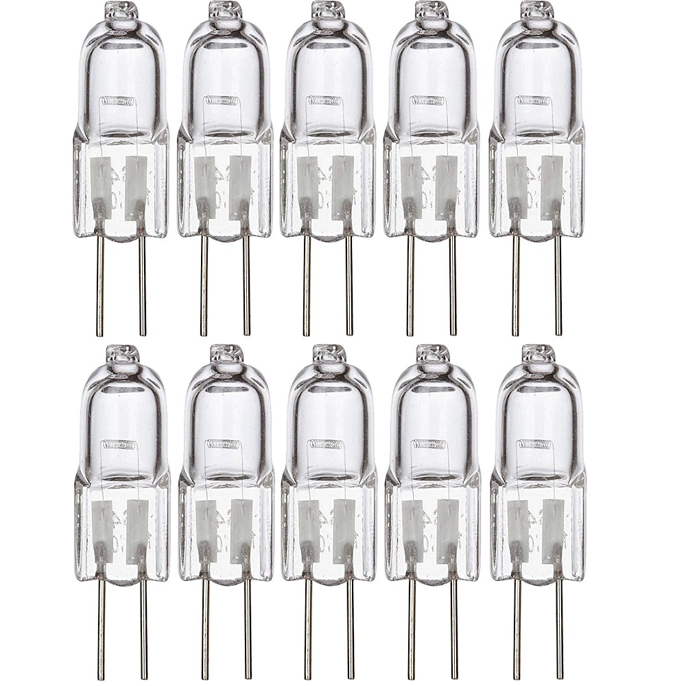 10 Stück 20 W Halogen-Bi-Pin-Glühbirne, 20 Stück, 240 lm, G4, warmweiß, 12 V, für Unterschrank-Puck-Licht, Kronleuchter, Schienenbeleuchtung Lightinthebox