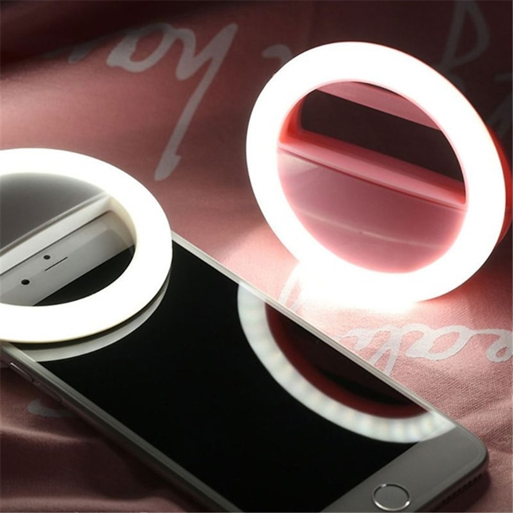 2pcs Selfie Ringlicht tragbarer Clip für Smartphone Fotografie Kamera Video 3 Modi dimmbar AAA Batterien betrieben Lightinthebox