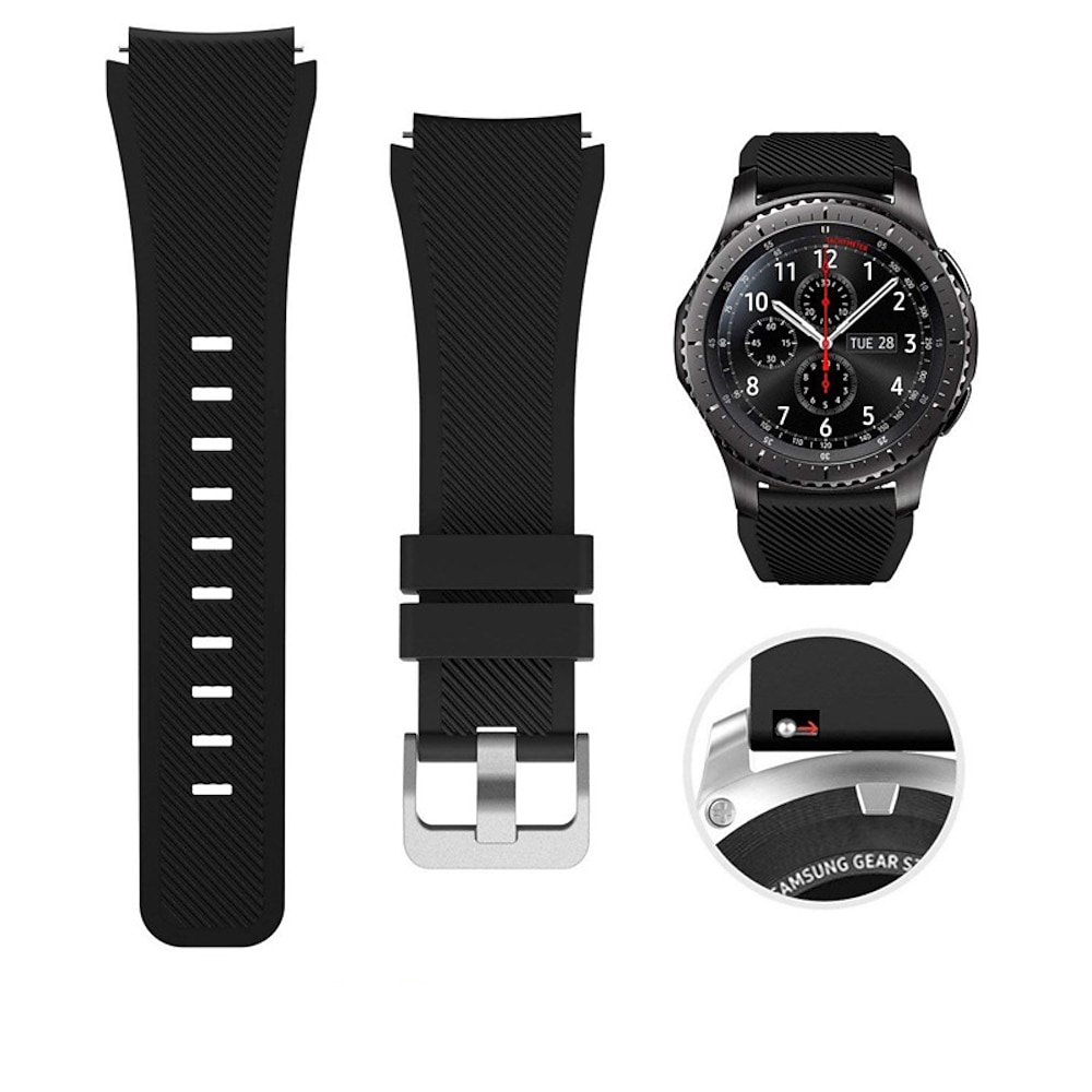 Uhrenarmband für Samsung Watch 3 45mm, Galaxy Wacth 46mm, Gear S3 Classic / Frontier, Gear 2 Neo Live Silikon Ersatz Gurt 22mm Verstellbar Sportarmband Armband Lightinthebox