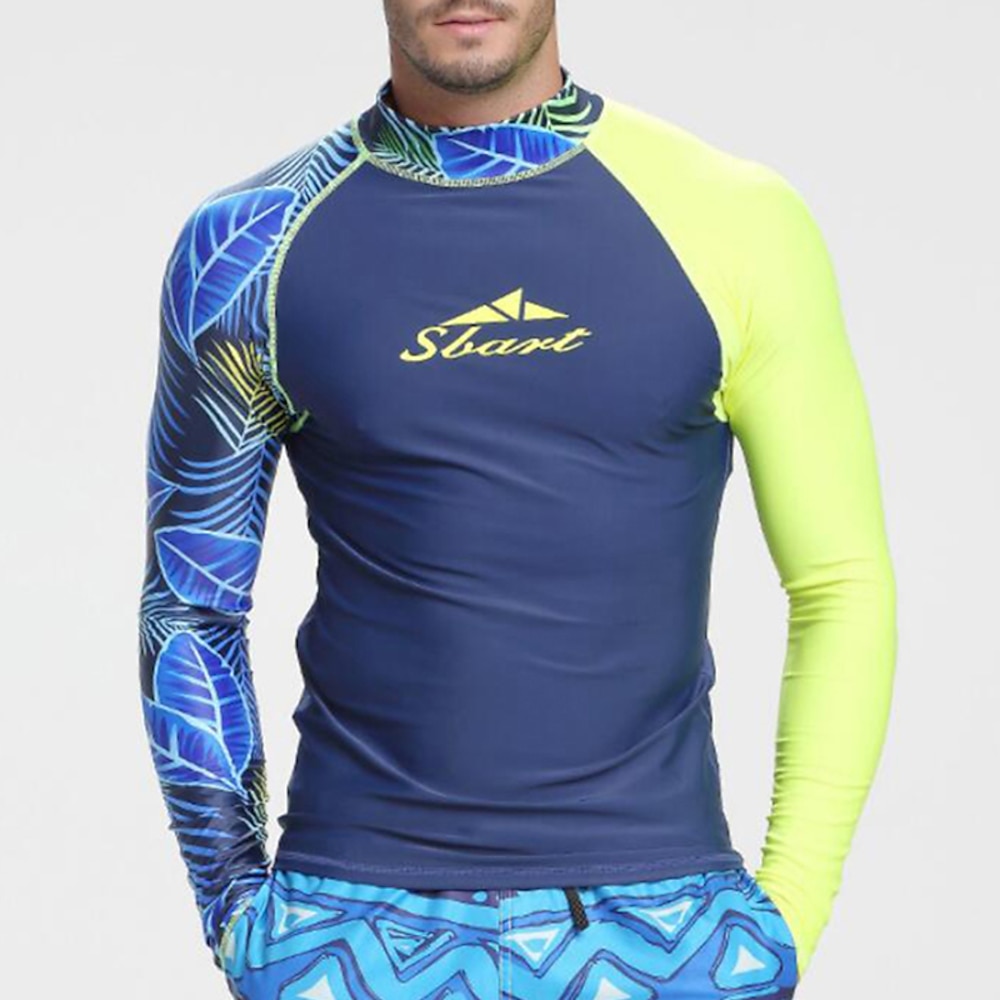 SBART Herren Anti UV Shirt Wasserdicht UV-Schutz UPF50 Langarm Spandex Schutz gegen Hautausschlag T-Shirt zum Schwimmen Schwimmen Surfen Strand Wassersport Patchwork Sommer Frühling Herbst Lightinthebox