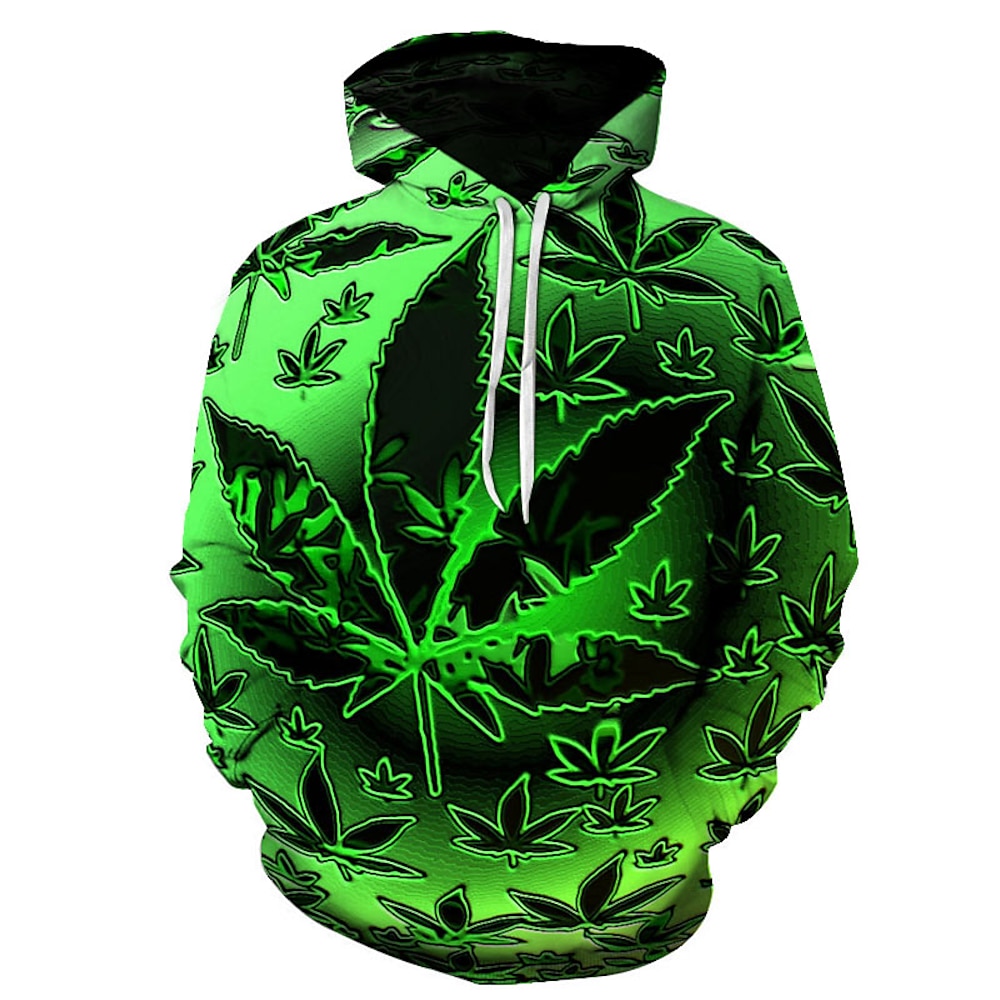 Herren Bäume / Blätter 3D Hoodie Sweatshirt Kapuze Hoodies Pullover Hoodie Sweatshirt Kapuze Langarm Sweatshirt mit Kapuze Mit Kapuze Landhaus Stil 3D-Druck Party Täglich Festtage Schwarz Grün Purpur Lightinthebox