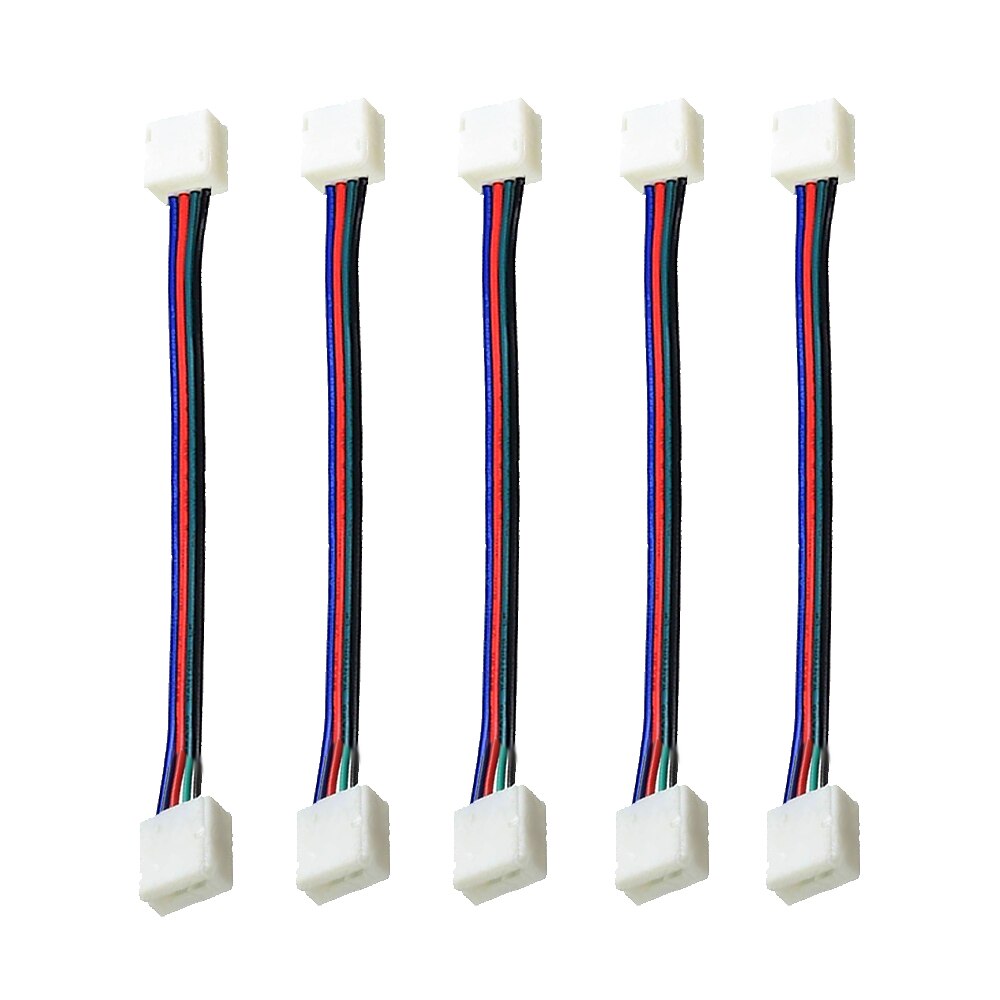 zdm 5 stücke wasserdicht rgb 5050 led lichtleiste stecker 4 pins 10mm breite streifen zu streifen jumper draht lötfrei Lightinthebox