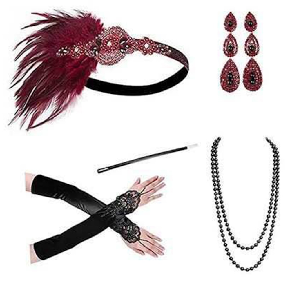 Stirnbänder Ohrring Perlenkette Halloweenkostüm Kostümzubehör-Sets Austattungen 20er Halloween Aleación Für Der große Gatsby Cosplay Damen Modeschmuck Modeschmuck / Handschuhe / Handschuhe / Ohrringe Lightinthebox