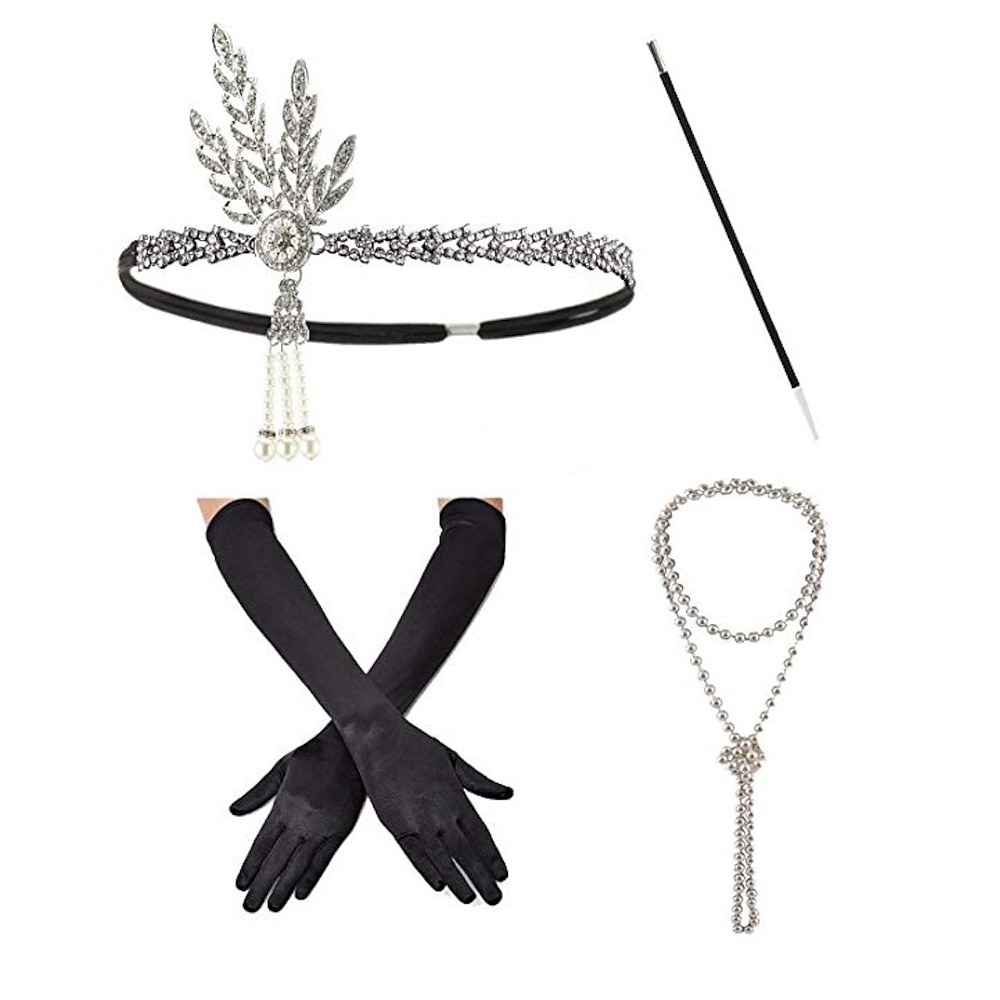 Stirnbänder Perlenkette Halloweenkostüm Austattungen 20er Halloween Aleación Für Der große Gatsby Cosplay Damen Modeschmuck Modeschmuck / Handschuhe / Zigaretten-Stick / Handschuhe / Halsketten Lightinthebox