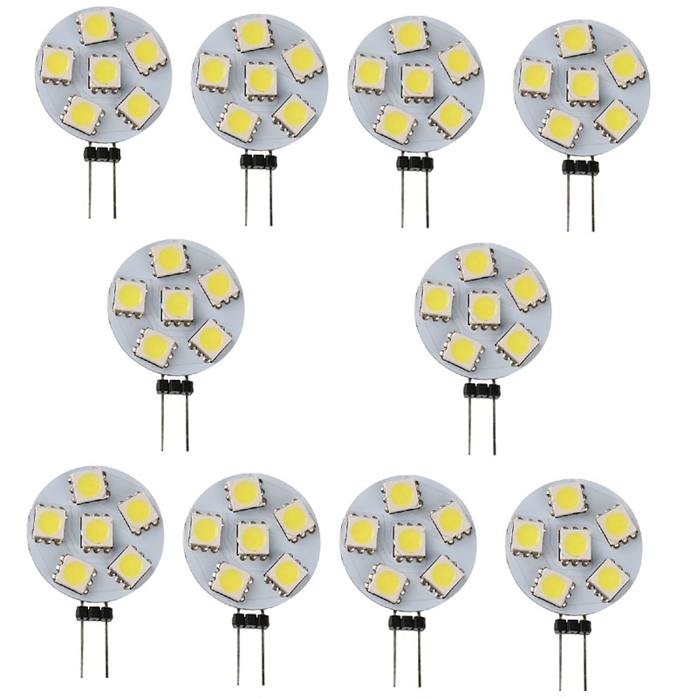 10 stücke 1 w led bi-pin lichter 120 lm g4 6 led perlen smd 5050 weiß warm gelb Lightinthebox