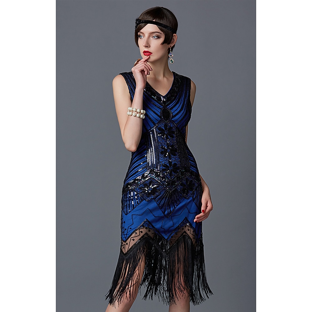 Brüllen 20s 1920s Wilde Zwanziger Flapper Kleid Kleid Halloween Kostüme Knie-Länge Der große Gatsby Charleston Damen Pailletten Spitze Patchwork Hochzeit Party kleid hochzeitsgast Homecoming-Kleider Lightinthebox