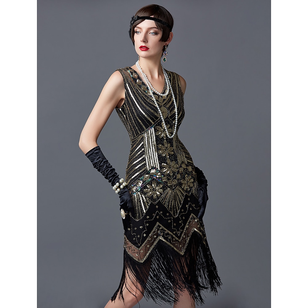 Brüllen 20s 1920s Cocktailkleid Flapper Kleid Kleid Ballkleid Knie-Länge Der große Gatsby Charleston Damen Quaste Hochzeit Party kleid hochzeitsgast Kleid Homecoming-Kleider Lightinthebox