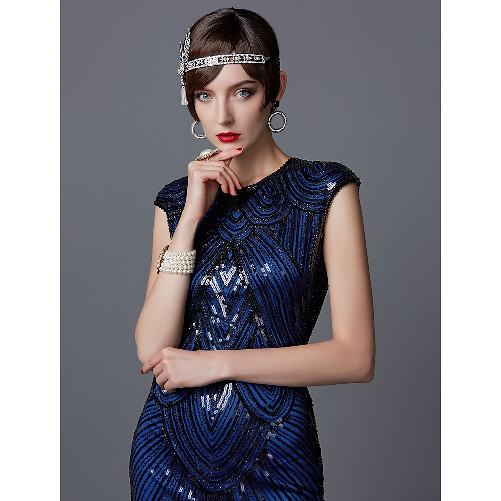 Brüllen 20s 1920s Ballkleider Cocktailkleid Vintage-Kleid Flapper Kleid Kleid Cocktailkleid Ballkleid Halloween Kostüme Knie-Länge Der große Gatsby Charleston Damen Pailletten Quaste Einfarbig Lightinthebox