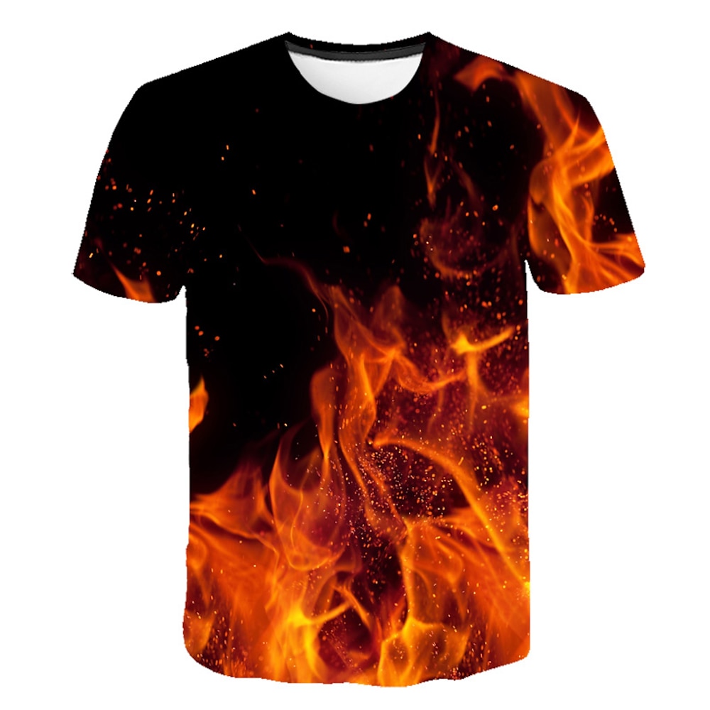 Herren Graphic Flamme Hemd T Shirt Flammenhemd Kurzarm T-Shirt Rundhalsausschnitt Hemd Strassenmode Übertrieben Klub Strand Blau Fuchsie Orange Sommer Bekleidung Asiatische Größe S M L XL 2XL 3XL 4XL Lightinthebox