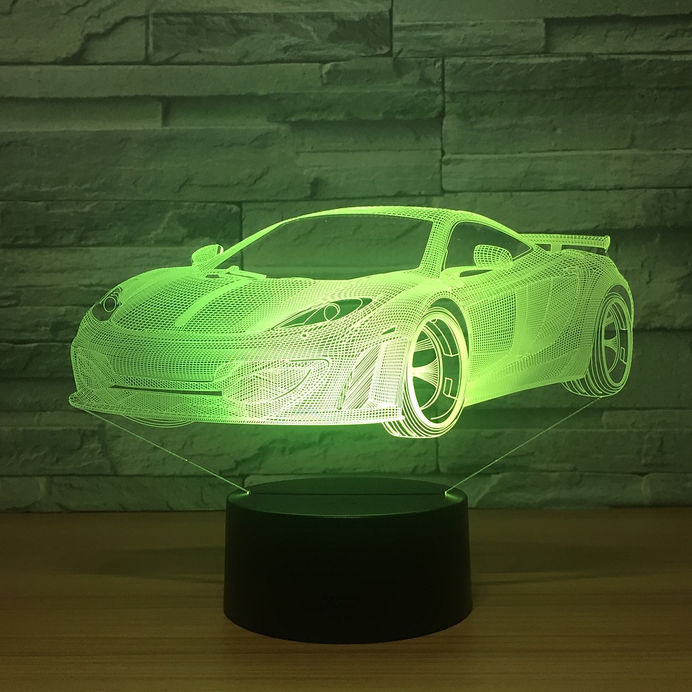 Rennwagen 3d LED-Illusionslampe Nachtlicht 7 Farben dimmbar USB-betriebene Touch-Steuerung für Kinder kreative Autogeschenke für Jungen Lightinthebox