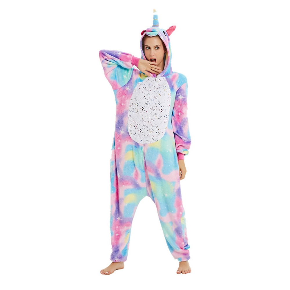 Erwachsene Regenbogen Onesie-Kostüm Faschingskostüme Einhorn Fliegendes Pferd Pyjamas-Einteiler Kigurumi-Pyjamas Lustiges Kostüm Für Herren und Damen Weihnachten Karneval Silvester Karikatur Lightinthebox