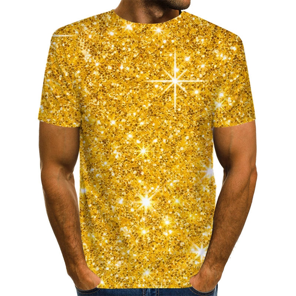 Herren Graphic Abstrakt Hemd T Shirt Kurzarm T-Shirt Rundhalsausschnitt Hemd Strassenmode Übertrieben Täglich Ausgehen Purpur Gold Grün Sommer Bekleidung Übergröße S M L XL 2XL 3XL Lightinthebox