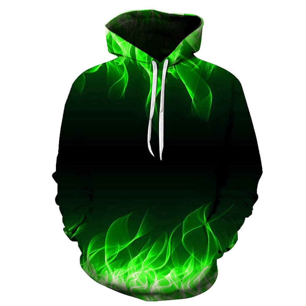 Herren Graphic Flamme Hoodie Sweatshirt Kapuze Hoodies Pullover Hoodie Sweatshirt Kapuze Langarm Sweatshirt mit Kapuze Urlaub 3D-Druck Normal Schwarz Gelb Designer Lightinthebox