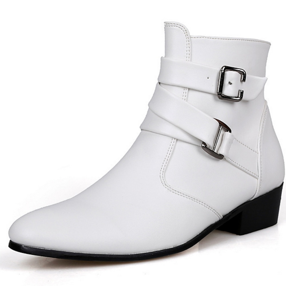 weiße Stiefeletten mit Schnalle für Herren - elegante und stylische Kunstlederschuhe für formelle Anlässe, Partys und Cosplay Lightinthebox