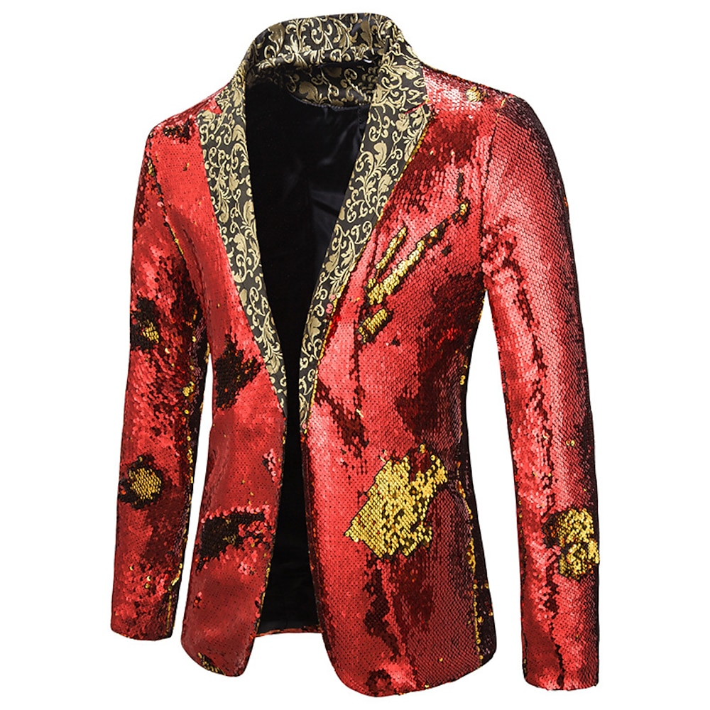 Disco Blazer 1980er Jahre 2 Farben glänzender Pailletten Smoking Slim Fit Reverskragen Anzüge Karnevalskostüm Herren Erwachsene Halloween Karneval Hochzeit Party Club Smoking Lightinthebox