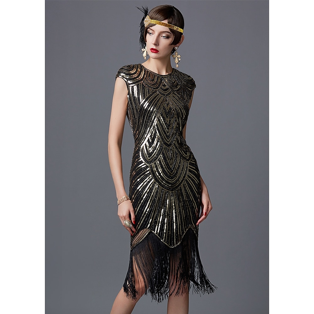 Brüllen 20s 1920s Cocktailkleid Flapper Kleid Kleid Ballkleid Der große Gatsby Charleston Damen Pailletten Patchwork Hochzeit Party kleid hochzeitsgast Kleid Homecoming-Kleider Lightinthebox