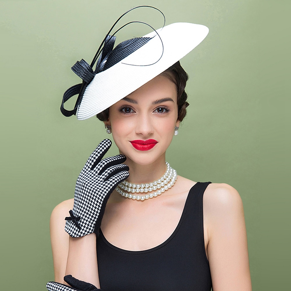 Fascinator für Damen, Pillbox-Hut, Kappe, Hochzeiten, Stroh-Fedora, Vintage-Hüte mit Sinamay-Sockel für Kentucky Derby, Teeparty, Pferderennen, Damentags-Kopfbedeckung, Kleid zum Beeindrucken 2025 Lightinthebox