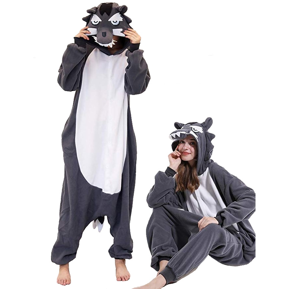 Erwachsene Leopard Onesie-Kostüm Faschingskostüme Wolf Pyjamas-Einteiler Kigurumi-Pyjamas Lustiges Kostüm Für Herren und Damen Weihnachten Karneval Silvester Karikatur Lightinthebox