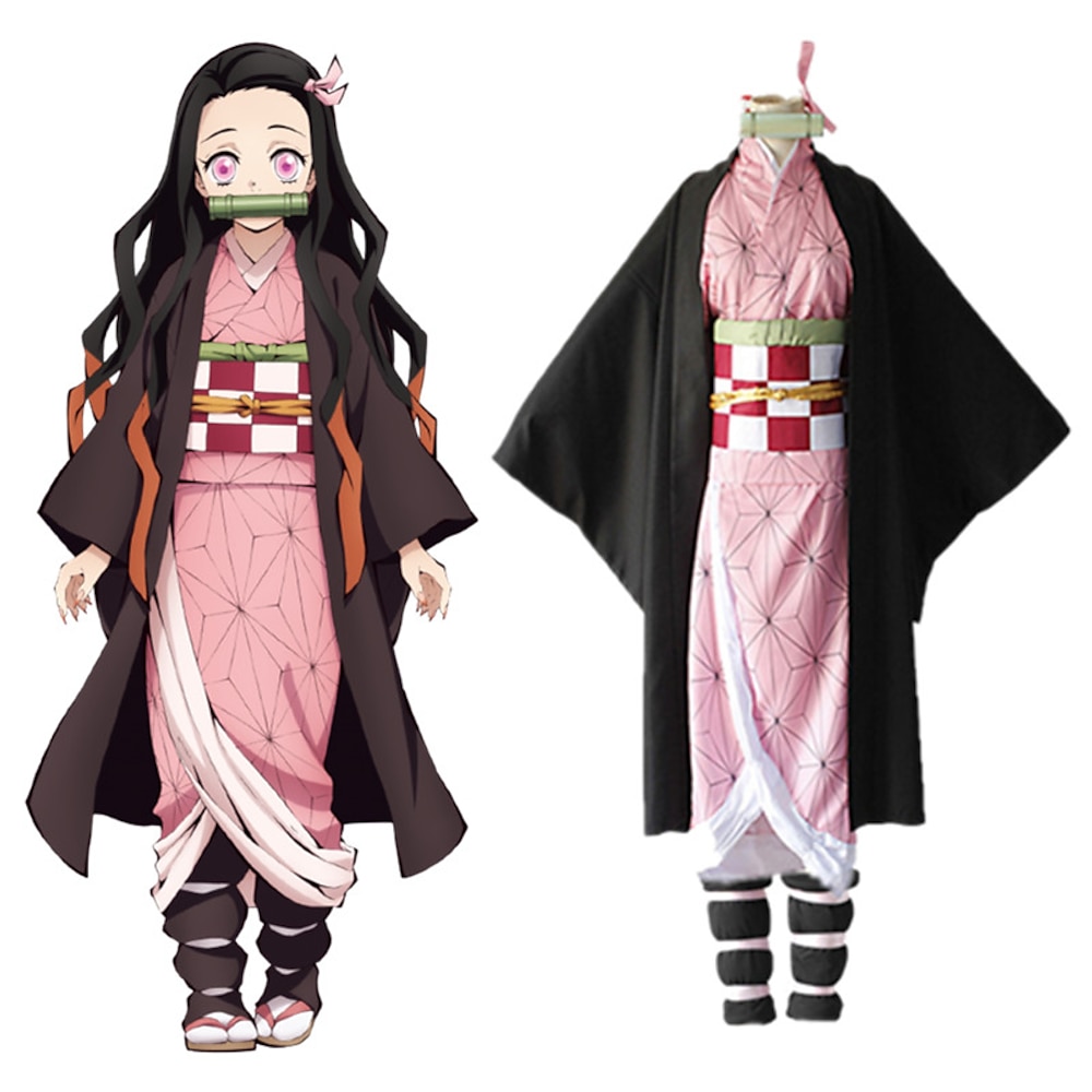 Inspiriert von Dämonentöter: Kimetsu no Yaiba Kamado Nezuko Anime Cosplay Kostüme Japanisch Cosplay-Anzüge Mantel Unterwäsche Knieschützer Für Damen / Seil / Schärpe / Band / Seil / Schärpe / Band Lightinthebox