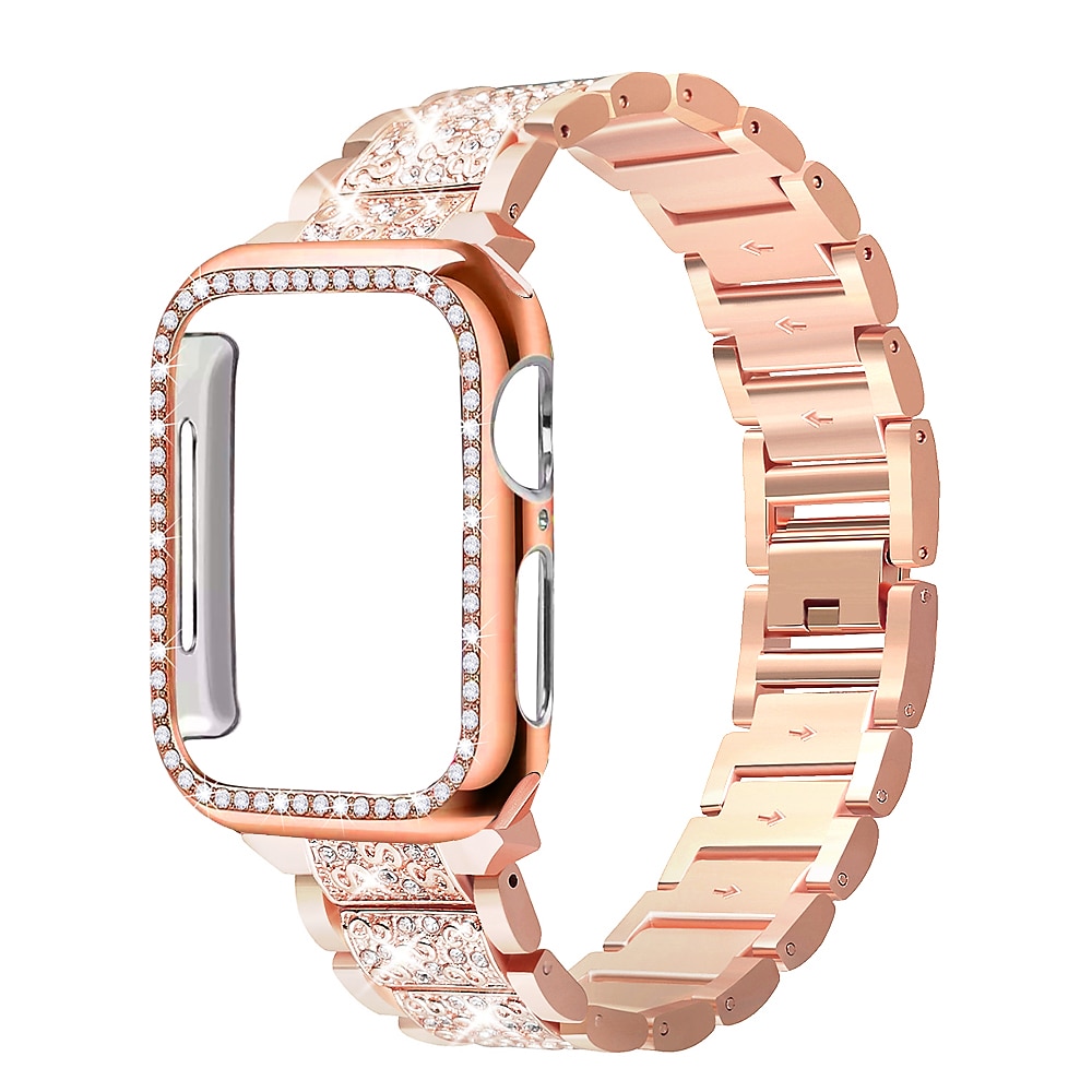 Uhrenarmband für Apple Watch 38mm 40mm 41mm 42mm 44mm 45mm 49mm iwatch Series Ultra 8 7 6 SE 5 4 3 2 1 Edelstahl Strass Ersatz Gurt mit Fall Bling-Diamant Schmuck Armband Armband Lightinthebox