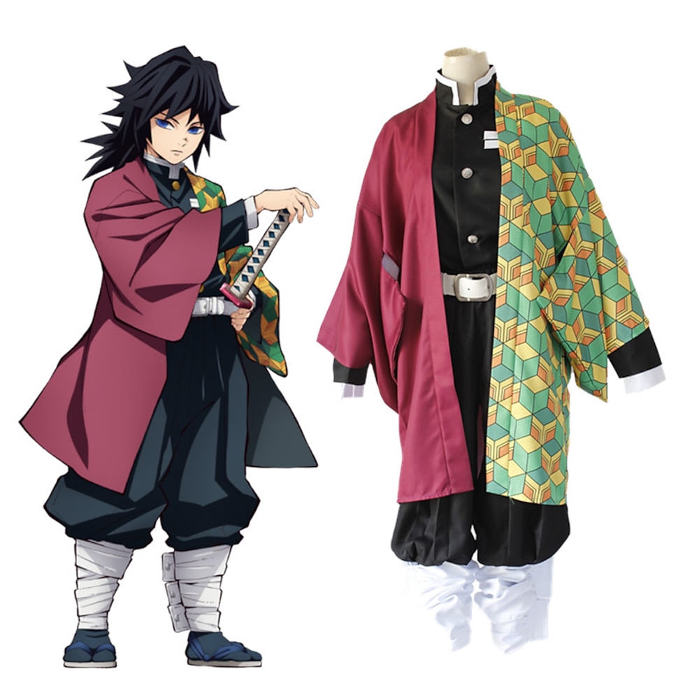 Demon Slayer: Kimetsu no Yaiba Tomioka Giyuu Anime Cosplay Kostüm Outfits Cosplay-Anzüge Zubehör Mehre Accessoires Oberteil Hose Umhang Für Herren Damen Jungen Erwachsene Lightinthebox