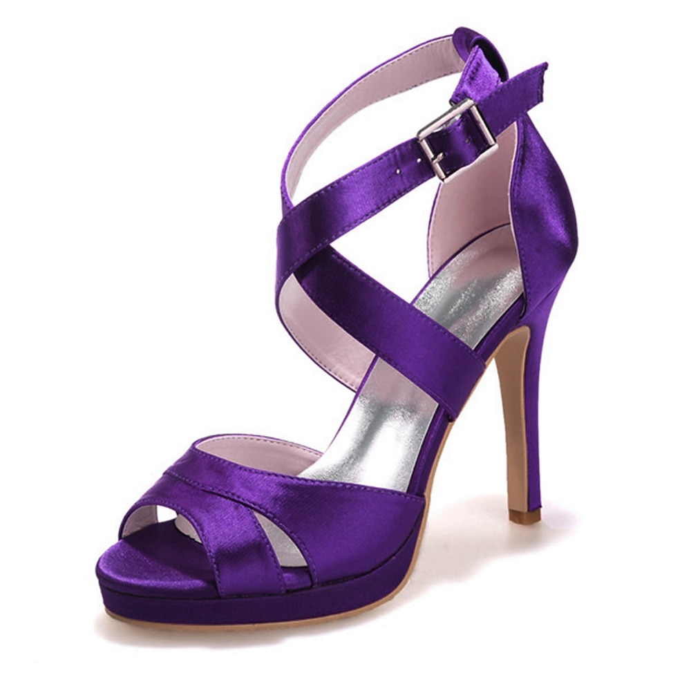 Lilafarbene High Heels aus Satin für Damen - Riemchen-Plateau-Partyschuhe für Hochzeiten, Abendveranstaltungen und besondere Anlässe Lightinthebox
