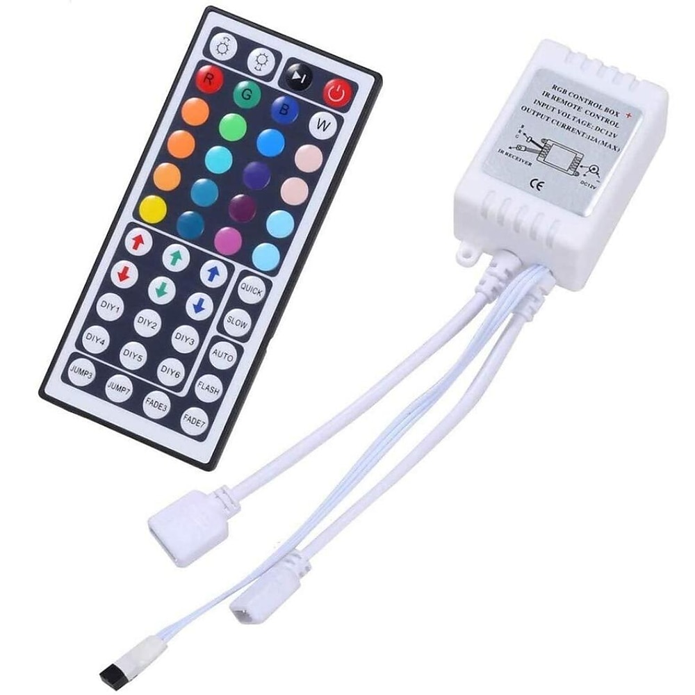 4-Port-DIY-RGB-LED-Streifenlichter, drahtloser IR-Fernbedienungsempfänger, 44 Tasten, Dimmer, DC12-24 V, 6 A, für SMD-2835, 5050, 3528 Perlen Lightinthebox