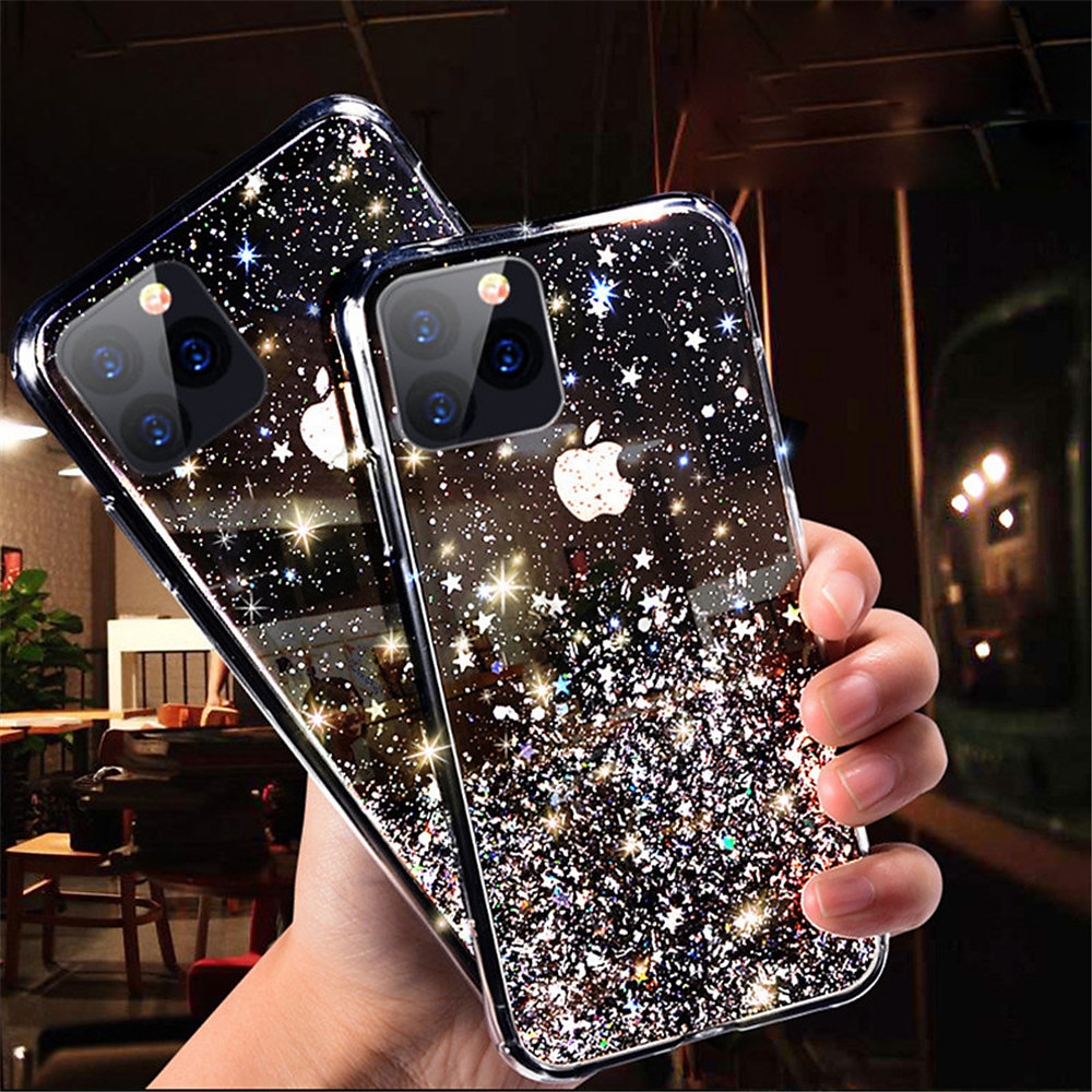 Handy Hülle Handyhüllen Für iPhone 15 Pro Max Plus iPhone 14 13 12 11 Pro Max Mini X XR XS Max 8 7 Plus Rückseite Kristallklar für Frauen Mädchen Bling Glitzer glänzend TPU Lightinthebox