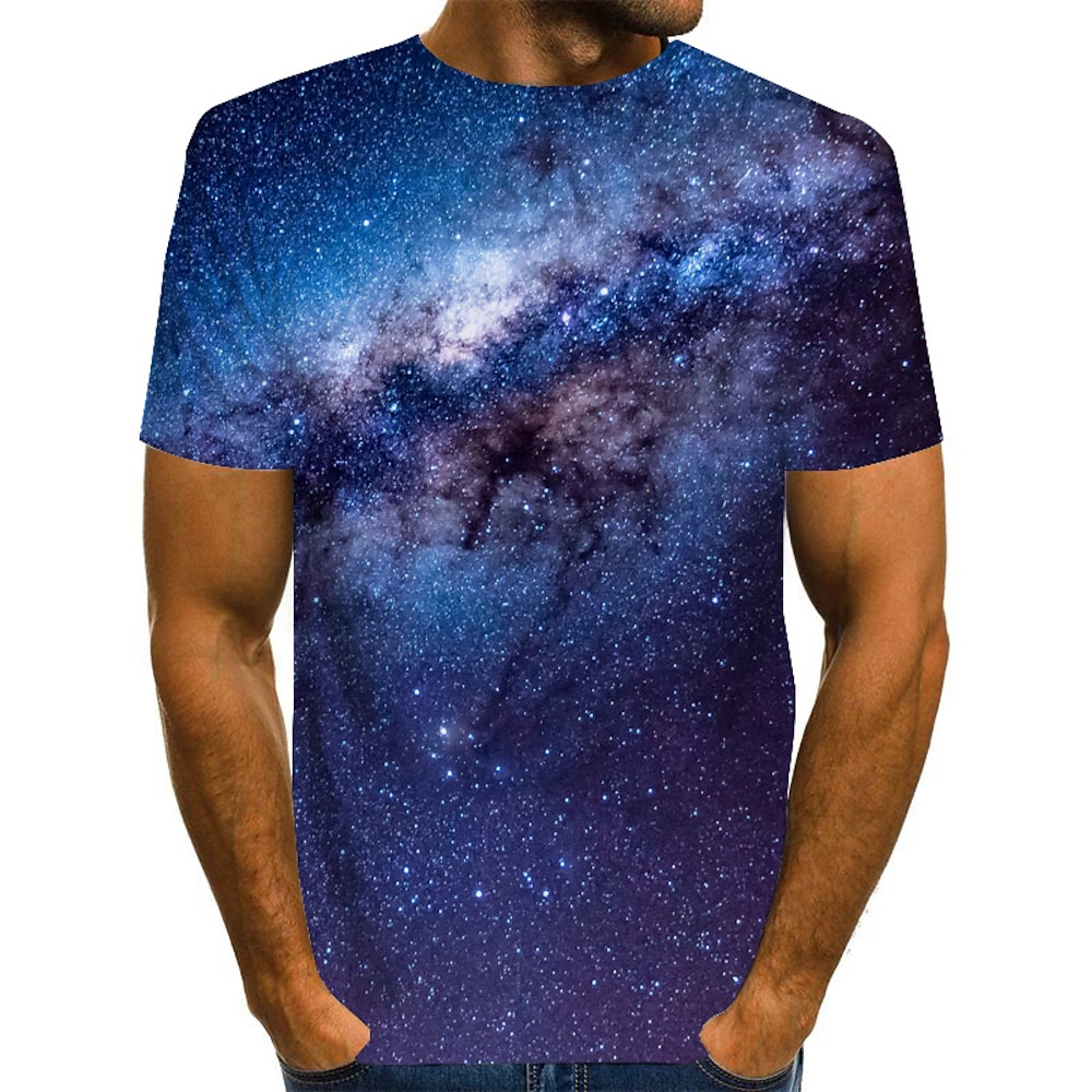 Herren Graphic 3D Sternenklarer Himmel T Shirt Tee Lustige T-Shirts Kurzarm T-Shirt 3D-Druck Rundhalsausschnitt Hemd Vintage Basic Normal Täglich Gelb Rote Blau Bekleidung S M L XL 2XL 3XL Lightinthebox