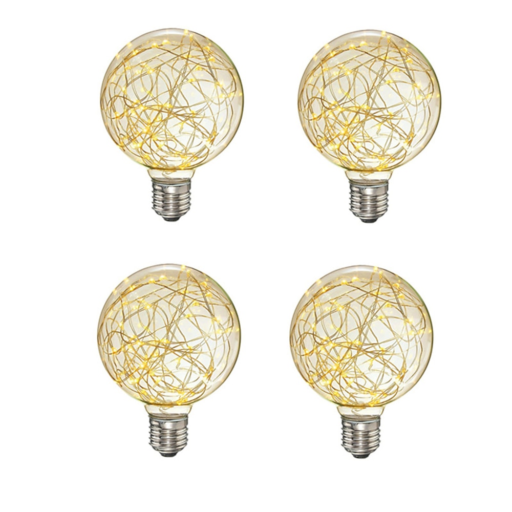 4 Stück LED-Globus-Fee-Glühbirnen, Sternenhimmel, dekorative Vintage-Glühfaden-Lichterketten, E26, E27, Festival, dekorativ, 3 W, G95, 2700 K, warmweiß, für Badezimmer, Schlafzimmer, Wohnzimmer Lightinthebox