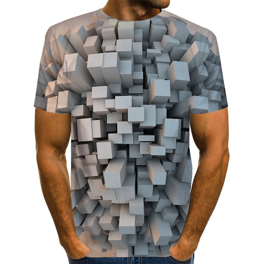 Herren Graphic Raum Hemd T Shirt Tee Kurzarm T-Shirt 3D-Druck Rundhalsausschnitt Hemd Übertrieben Landhaus Stil Lustig Täglich Wochenende Schwarz Rote Blau Bekleidung Übergröße S M L XL XXL 3XL Lightinthebox