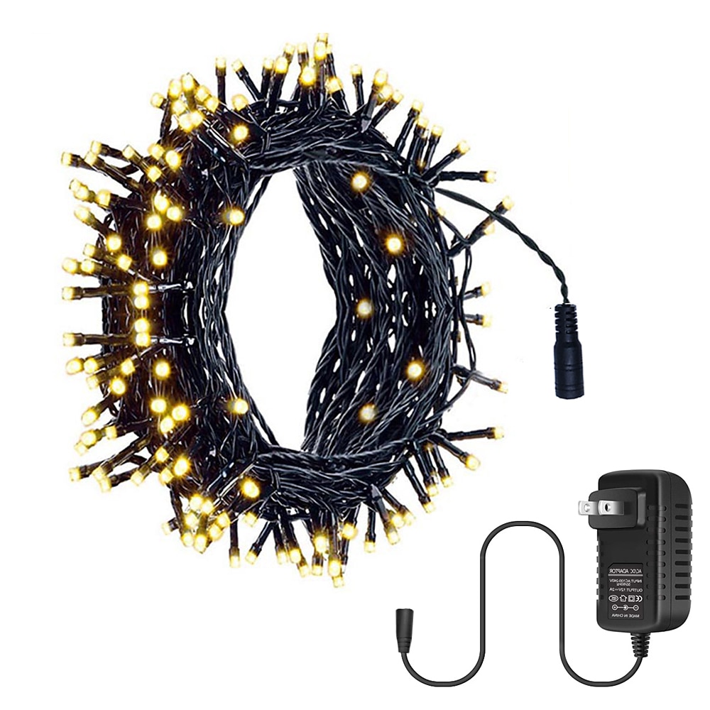 10m 100led wasserdichte Lichterkette, warmweiß, blauamp;weiße Weihnachtslichterkette als Gartendeko für draußen Lightinthebox