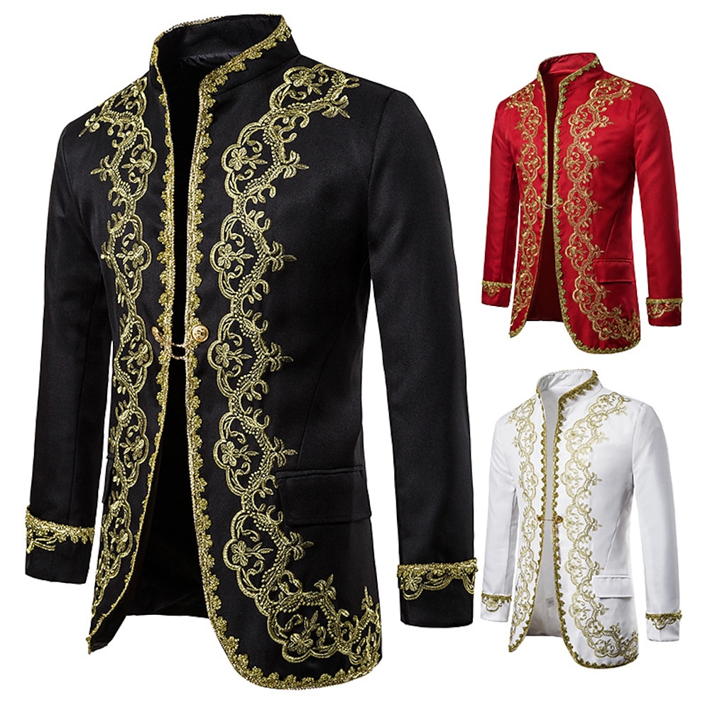 Vintage Viktorianisch Mittelalterlich Renaissance Mantel zirkusjacke Maskerade Oberbekleidung Krawatte Prinz Corrina Victorian Gentleman Aristokrat Herren Pailletten Stickerei Ballkleid Silvester Lightinthebox