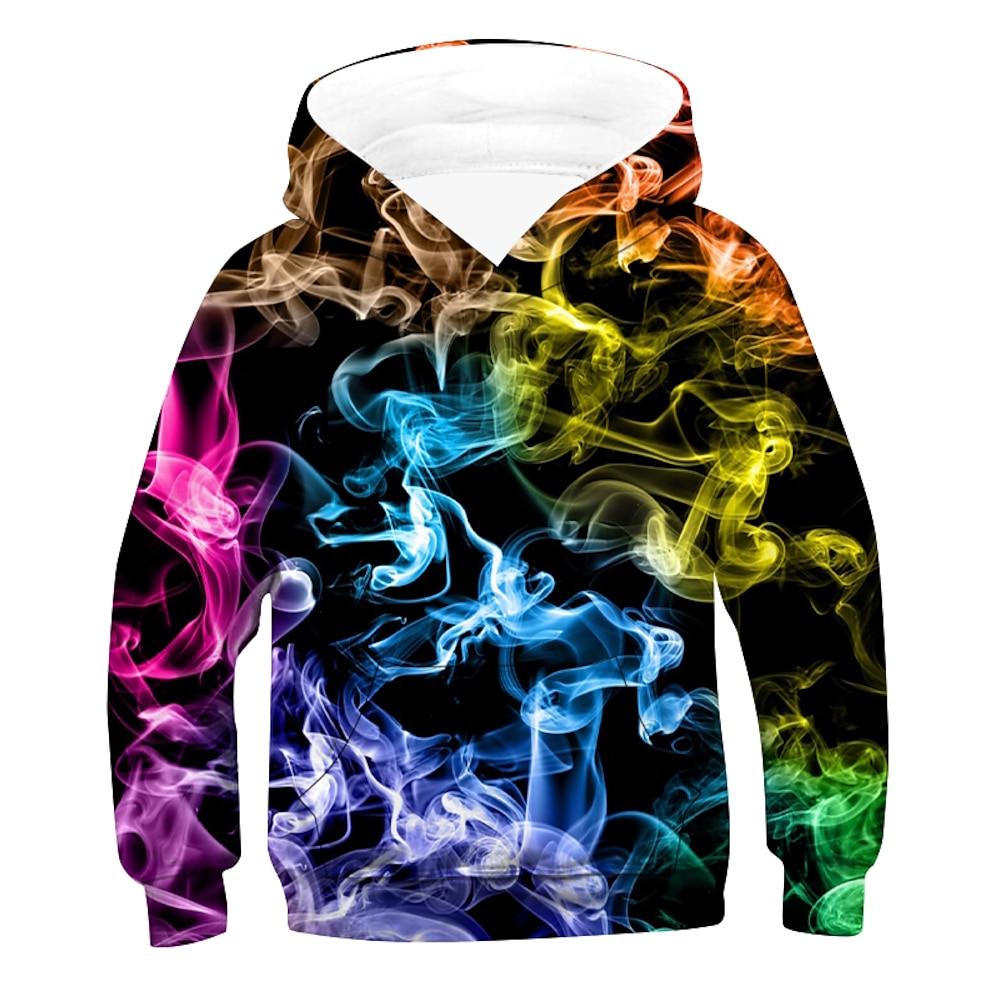 Kinder Jungen Kapuzenpullover Langarm Regenbogen 3D-Druck Mit Taschen Blau Purpur Grün Kinder Oberteile Aktiv Grundlegend Kindertag 2-12 Jahre Lightinthebox