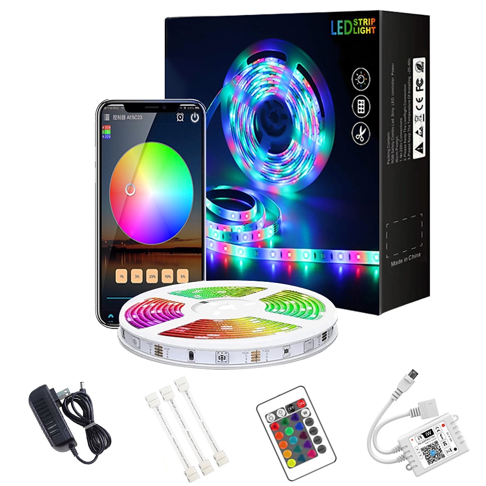 10 m 33 ft smart smd 5050 rgb led streifen licht wifi app gesteuerte musiksynchronisierung arbeit mit alexa google home kitchen tv party 180 leds mit 24-tasten-controller dc12v Lightinthebox