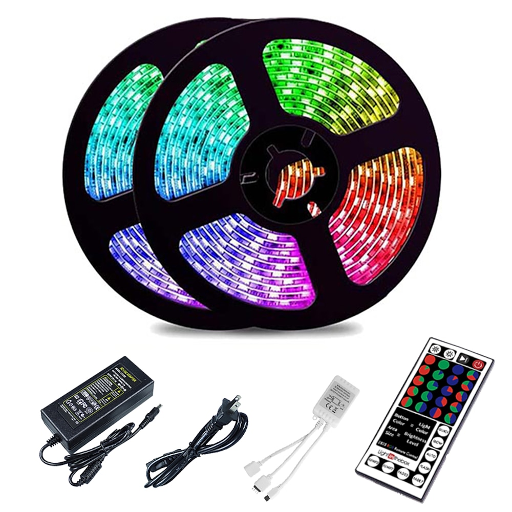 led streifen rgb 10m tiktok lichter 2835 smd 600 led string band 44 schlüssel ir fernbedienung led band band unter schrank schrank dekoration Lightinthebox