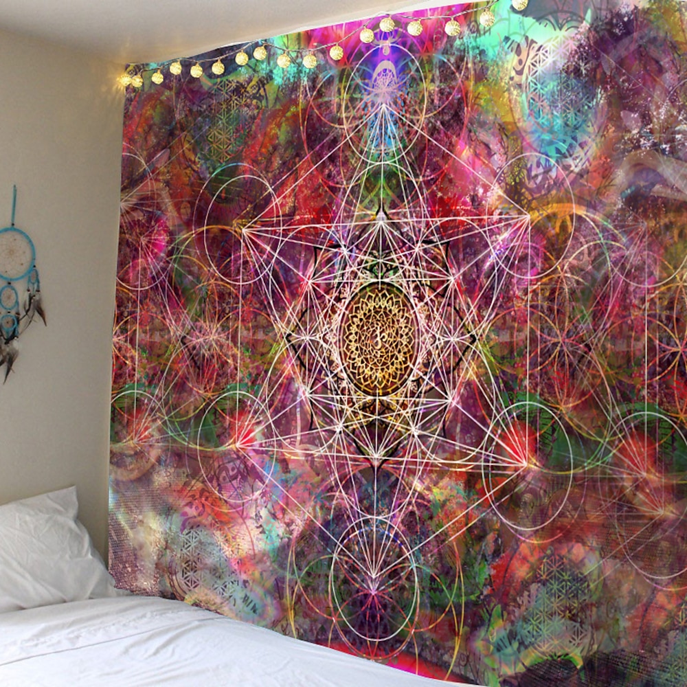 Mandala Bohemian Wandteppich Kunst Dekor Decke Vorhang hängen zu Hause Schlafzimmer Wohnzimmer Wohnheim Dekoration Boho Hippie psychedelische Blumenblume Lotus Indianer Lightinthebox