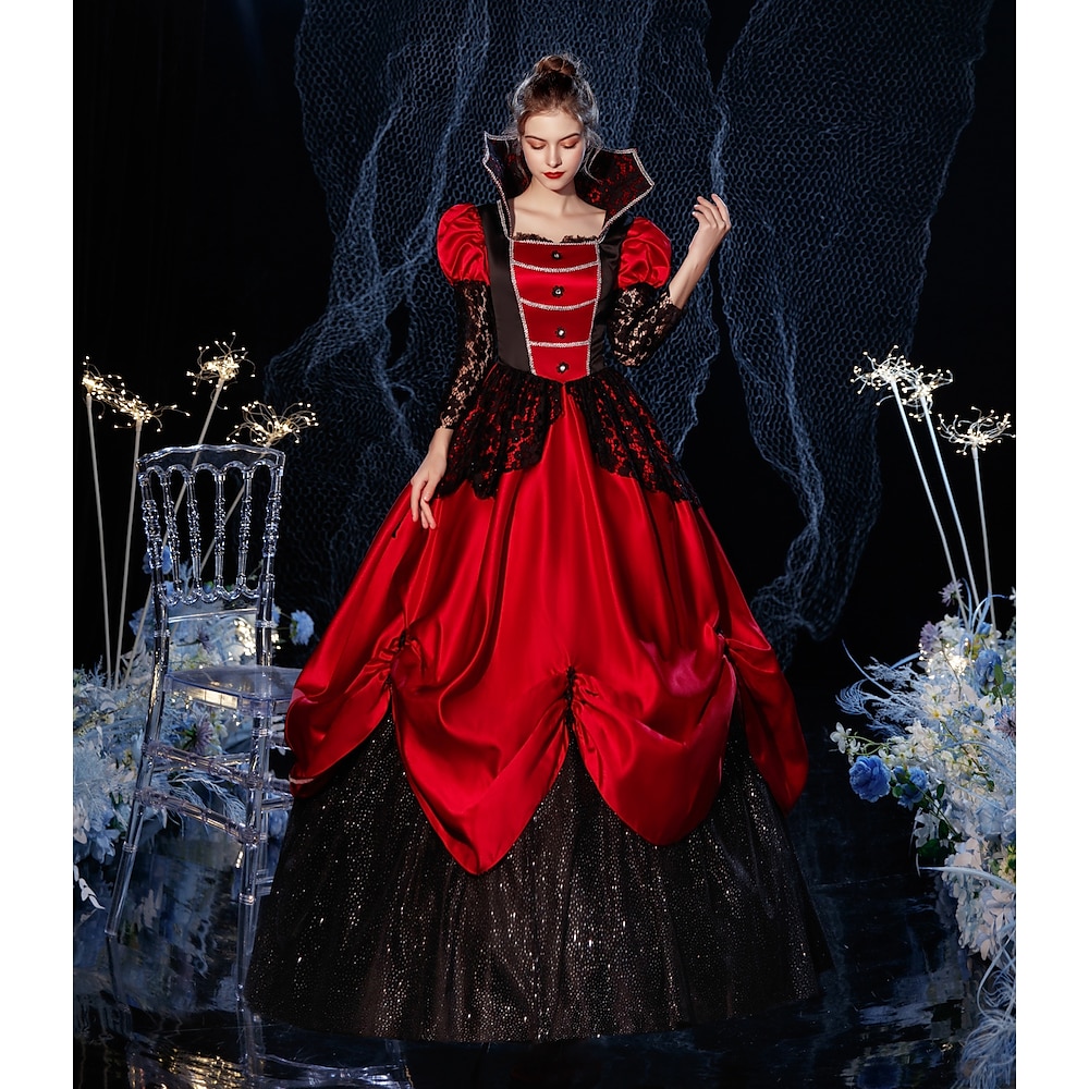 Gothic Rokoko Vintage inspiriert Kleid Partykostüm Maskerade Prinzessin Shakespeare Damen Feste Farbe Ballkleid Weihnachten Halloween Karneval Party Maskerade Hochzeitsfeier Erwachsene Kleid Lightinthebox