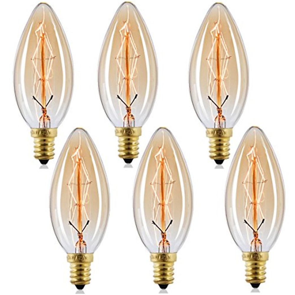 10 Stück, 6 Stück, 4 Stück, 40 W, Vintage-Edison-Glühbirnen, antike Glühlampe, E14, C35, Kerzenpendelleuchte, warmes Gelb, 2200-2700 K, Retro, dimmbar, dekorativ, 220-240 V Lightinthebox