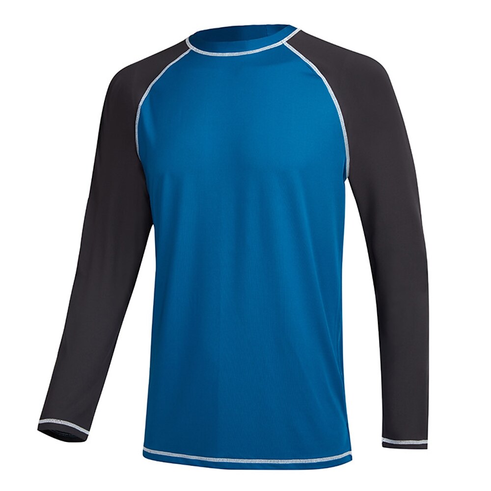 Herren Rash Guard Sonnenshirt UV-Sonnenschutz UPF50 Schwimmshirt Schnelltrocknend Langarmshirt Schwimmen Surfen Strand Wassersport Patchwork Lightinthebox