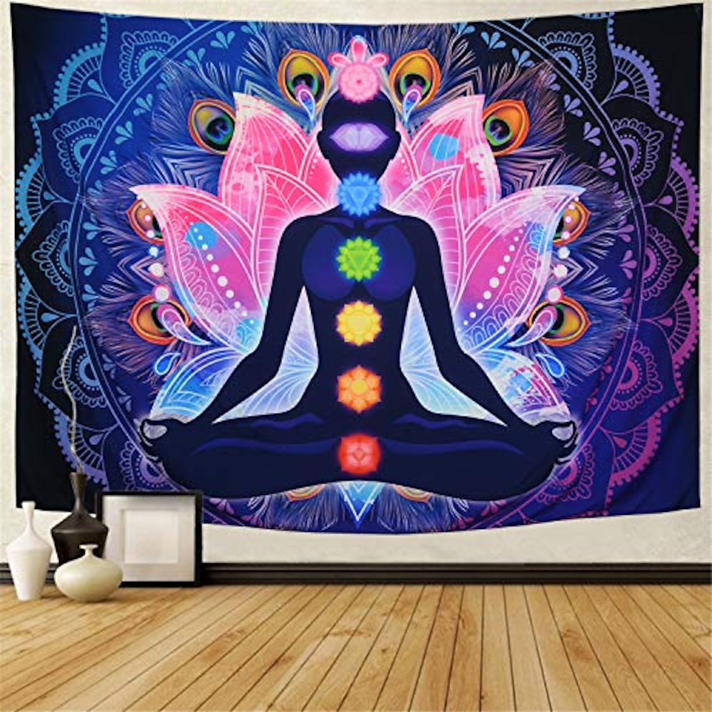 Wandteppich mit sieben Chakras, Yoga, Meditation, Wandteppich, bunter Mandala-Wandteppich, indischer Hippie-Chakra-Wandteppich, Wandbehang für Studiozimmer Lightinthebox