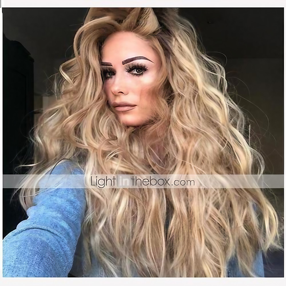 Blonde Perücken für Frauen, synthetische Perücke, lockige Körperwelle, Pixie-Schnitt-Perücke, lange hellblonde Kunsthaare, 76,2 cm, modisches Damen-Design, Party, flauschige blonde Barbiecore-Perücken Lightinthebox