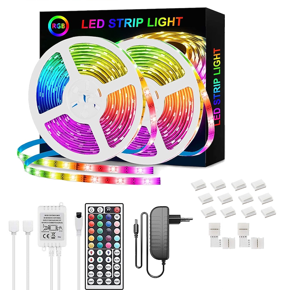 led-streifen rgb 65,6ft -20m 32,8ft-10m band licht smd5050 led-streifen mit fernbedienung mit 44 tasten ir-fernbedienung und 12v stromversorgung flexible farbwechsel gelten für schlafzimmertv-party Lightinthebox