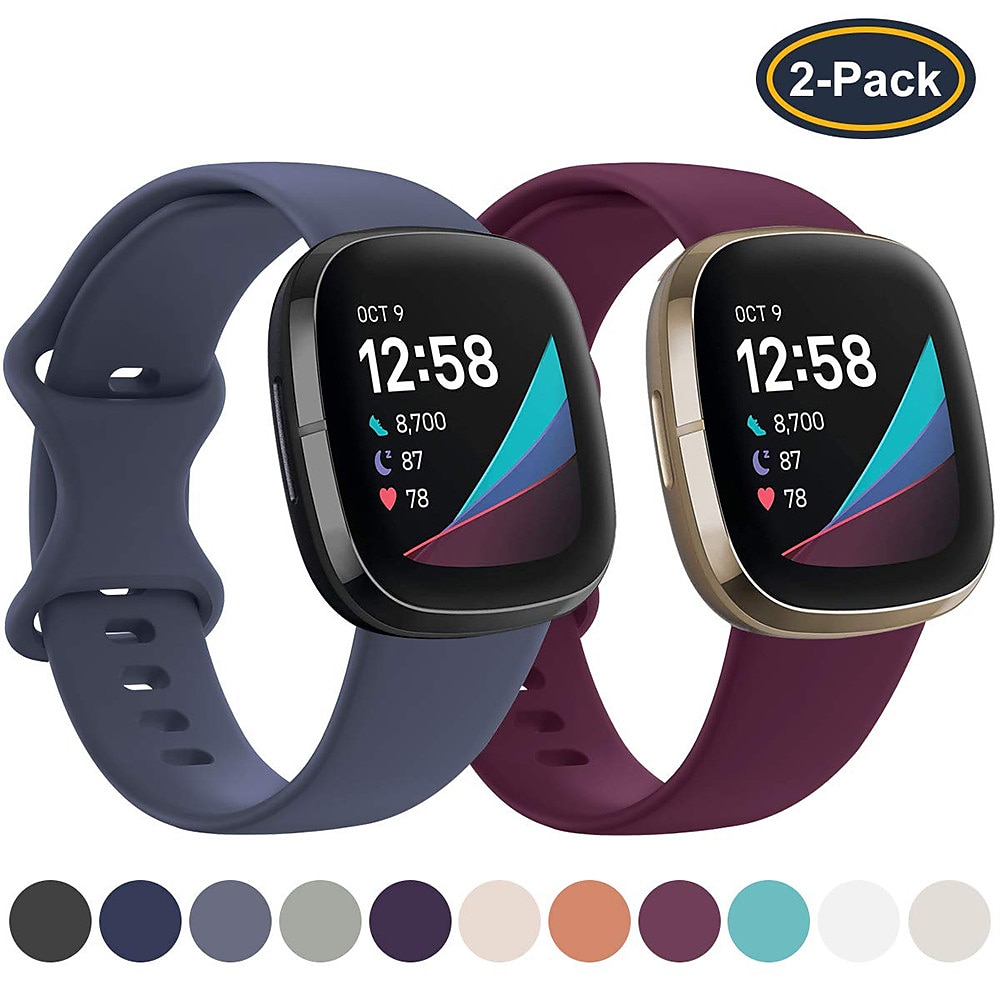 2er Pack Smartwatch-Band Kompatibel mit Fitbit Versa 4 Sense 2 Versa 3 Sense Weiches Silikon Smartwatch Gurt Wasserdicht Verstellbar Atmungsaktiv Sportarmband Ersatz Armband Lightinthebox