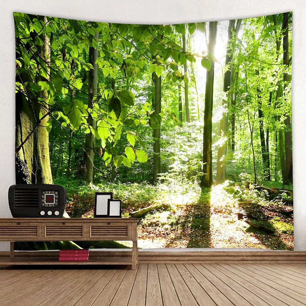 Wald große Wandteppich Kunstdekor Hintergrund Decke Decke Vorhang hängend Zuhause Schlafzimmer Wohnzimmer Dekoration Wandtuch XXL Natur Lightinthebox