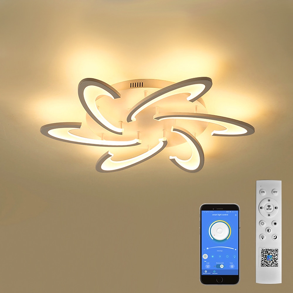 led deckenleuchte modern schwarz weiß acryl 3 6 12 köpfe app steuerung mit fernbedienung für büro esszimmer wohnzimmer 220-240v blumendesign nur dimmbar mit fernbedienung Lightinthebox